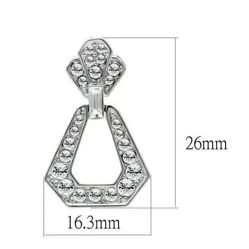 LO1995 - Rhodium White Metal Earrings with Top Grade Crystal in Clear - Alamode - Flyclothing LLC