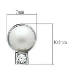 LO1997 - Rhodium White Metal Earrings with Synthetic Pearl in White - Alamode - Flyclothing LLC