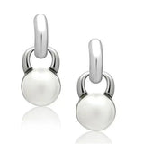 LO1998 - Rhodium White Metal Earrings with Top Grade Crystal in White - Alamode - Flyclothing LLC