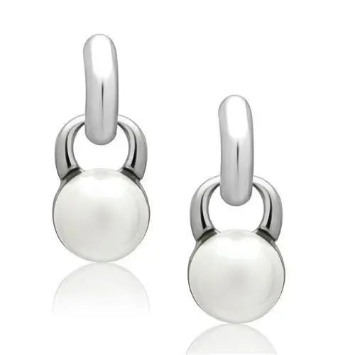 LO1998 - Rhodium White Metal Earrings with Top Grade Crystal in White - Alamode - Flyclothing LLC