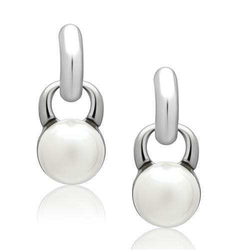 LO1998 - Rhodium White Metal Earrings with Top Grade Crystal in White - Alamode - Flyclothing LLC