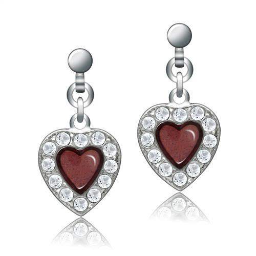 LO2000 - Rhodium White Metal Earrings with Top Grade Crystal in Clear - Alamode - Flyclothing LLC