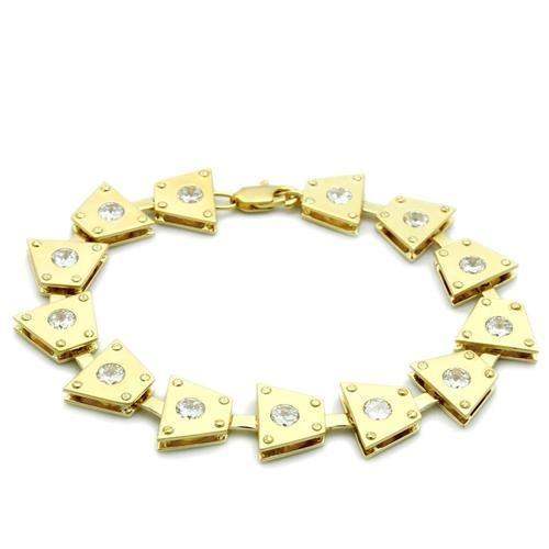 LO2002 - Matte Gold & Gold Brass Bracelet with AAA Grade CZ in Clear - Alamode - Flyclothing LLC