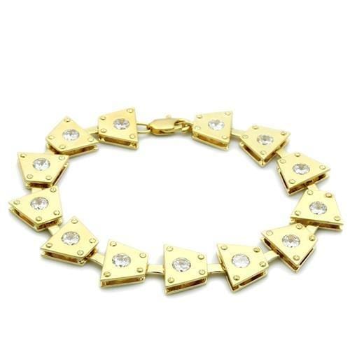 LO2002 - Matte Gold & Gold Brass Bracelet with AAA Grade CZ  in Clear - Alamode