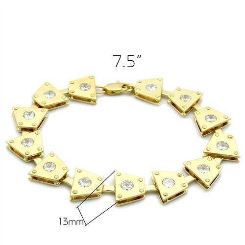 LO2002 - Matte Gold & Gold Brass Bracelet with AAA Grade CZ in Clear - Alamode - Flyclothing LLC