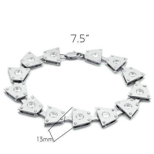LO2003 - Matte Rhodium & Rhodium Brass Bracelet with AAA Grade CZ in Clear - Alamode - Flyclothing LLC