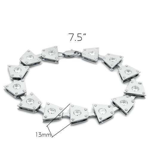 LO2003 - Matte Rhodium & Rhodium Brass Bracelet with AAA Grade CZ in Clear - Alamode - Flyclothing LLC