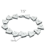 LO2003 - Matte Rhodium & Rhodium Brass Bracelet with AAA Grade CZ  in Clear - Alamode