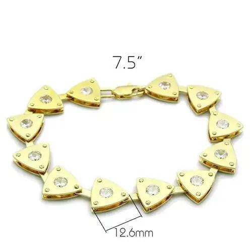 LO2004 - Matte Gold & Gold Brass Bracelet with AAA Grade CZ in Clear - Alamode - Flyclothing LLC