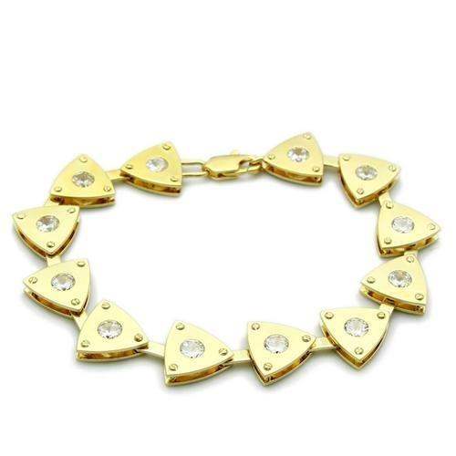 LO2004 - Matte Gold & Gold Brass Bracelet with AAA Grade CZ in Clear - Alamode - Flyclothing LLC