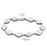 LO2006 - Matte Rhodium & Rhodium Brass Bracelet with AAA Grade CZ in Clear - Alamode - Flyclothing LLC