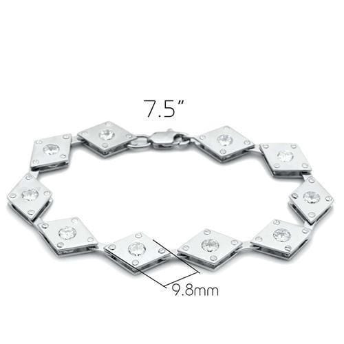 LO2006 - Matte Rhodium & Rhodium Brass Bracelet with AAA Grade CZ  in Clear