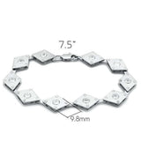 LO2006 - Matte Rhodium & Rhodium Brass Bracelet with AAA Grade CZ  in Clear - Alamode