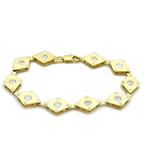 LO2007 - Matte Gold & Gold Brass Bracelet with AAA Grade CZ  in Clear - Alamode