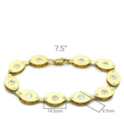 LO2010 - Matte Gold & Gold Brass Bracelet with AAA Grade CZ in Clear - Alamode - Flyclothing LLC