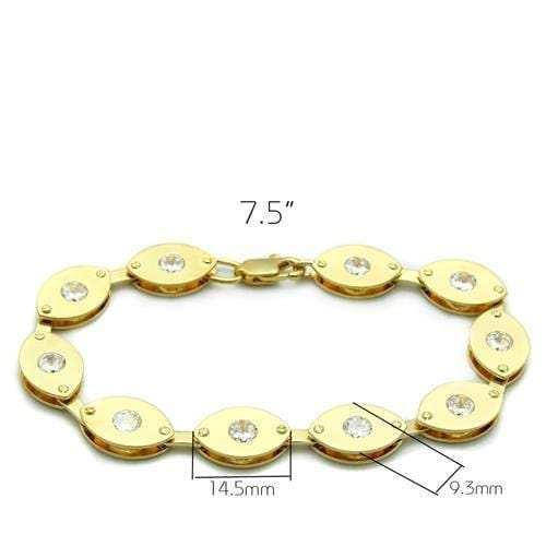 LO2010 - Matte Gold & Gold Brass Bracelet with AAA Grade CZ in Clear - Alamode - Flyclothing LLC