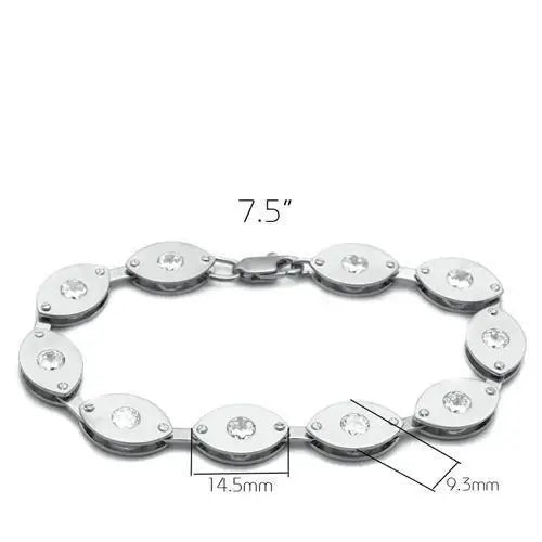 LO2011 - Matte Rhodium & Rhodium Brass Bracelet with AAA Grade CZ in Clear - Alamode - Flyclothing LLC