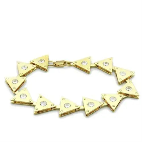 LO2012 - Matte Gold & Gold Brass Bracelet with AAA Grade CZ in Clear - Alamode - Flyclothing LLC