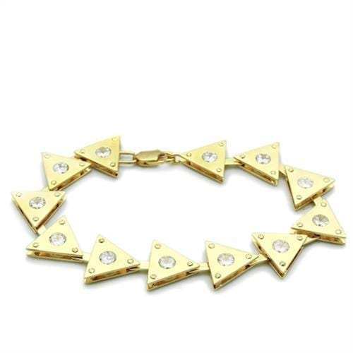 LO2012 - Matte Gold & Gold Brass Bracelet with AAA Grade CZ in Clear - Alamode - Flyclothing LLC