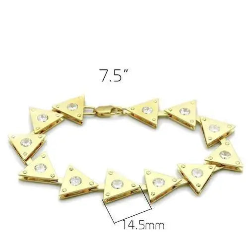 LO2012 - Matte Gold & Gold Brass Bracelet with AAA Grade CZ in Clear - Alamode - Flyclothing LLC