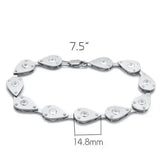 LO2014 - Matte Rhodium & Rhodium Brass Bracelet with AAA Grade CZ in Clear - Alamode - Flyclothing LLC