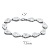 LO2014 - Matte Rhodium & Rhodium Brass Bracelet with AAA Grade CZ  in Clear