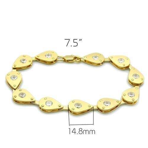LO2015 - Matte Gold & Gold Brass Bracelet with AAA Grade CZ in Clear - Alamode - Flyclothing LLC