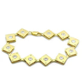 LO2017 - Matte Gold & Gold Brass Bracelet with AAA Grade CZ in Clear - Alamode - Flyclothing LLC