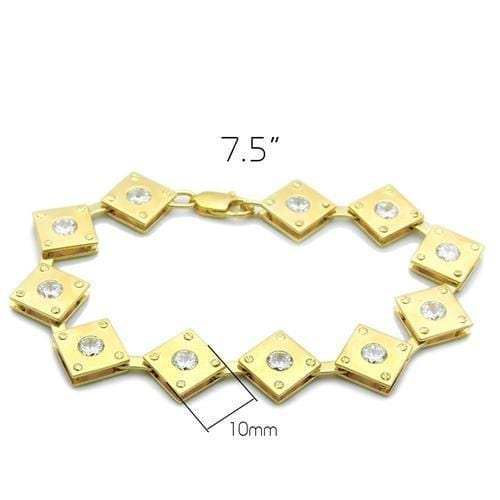 LO2017 - Matte Gold & Gold Brass Bracelet with AAA Grade CZ in Clear - Alamode - Flyclothing LLC
