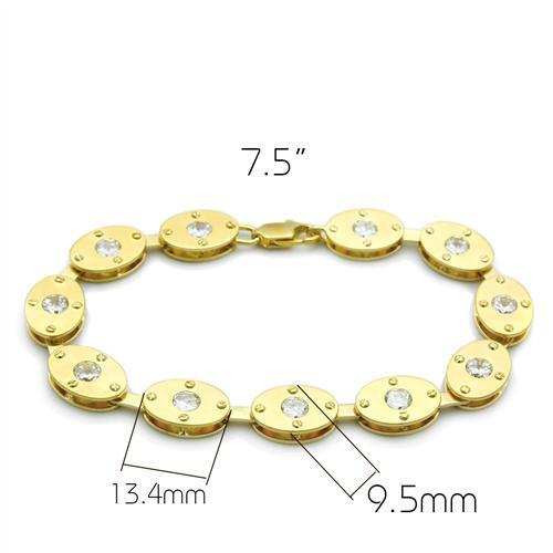 LO2018 - Matte Gold & Gold Brass Bracelet with AAA Grade CZ in Clear - Alamode - Flyclothing LLC
