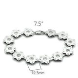 LO2019 - Matte Rhodium & Rhodium Brass Bracelet with AAA Grade CZ in Clear - Alamode - Flyclothing LLC