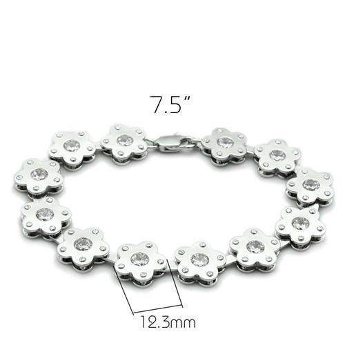 LO2019 - Matte Rhodium & Rhodium Brass Bracelet with AAA Grade CZ in Clear - Alamode - Flyclothing LLC