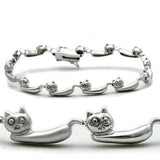LO2023 - Matte Rhodium & Rhodium Brass Bracelet with No Stone - Alamode - Flyclothing LLC