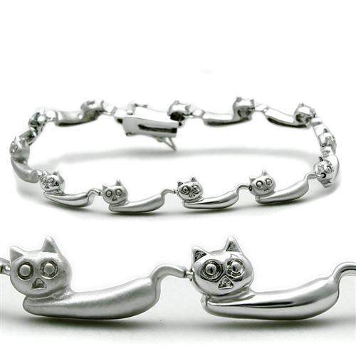 LO2023 - Matte Rhodium & Rhodium Brass Bracelet with No Stone - Alamode - Flyclothing LLC
