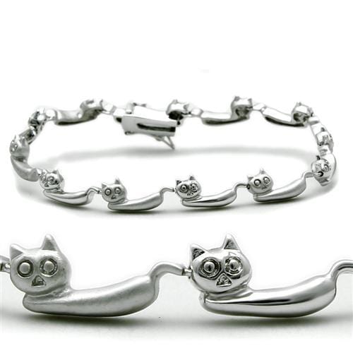 LO2023 - Matte Rhodium & Rhodium Brass Bracelet with No Stone - Alamode