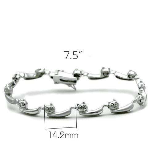 LO2023 - Matte Rhodium & Rhodium Brass Bracelet with No Stone - Alamode - Flyclothing LLC