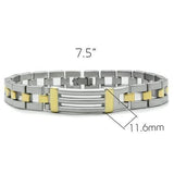 LO2030 - Matte Rhodium & Gold White Metal Bracelet with No Stone