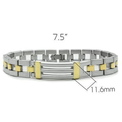 LO2030 - Matte Rhodium & Gold White Metal Bracelet with No Stone
