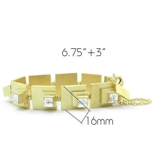 LO2037 - Matte Gold Brass Bracelet with Top Grade Crystal in Clear - Alamode - Flyclothing LLC