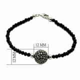 LO2048 - Rhodium + Ruthenium Brass Bracelet with Top Grade Crystal  in Jet - Alamode