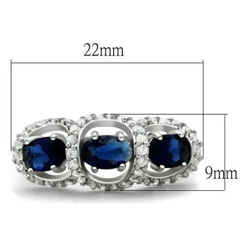 LO2049 - Rhodium Brass Ring with Synthetic Synthetic Glass in Montana - Alamode - Flyclothing LLC