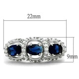 LO2049 - Rhodium Brass Ring with Synthetic Synthetic Glass in Montana - Alamode