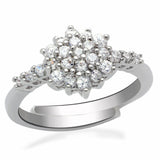 LO2052 - Rhodium Brass Ring with AAA Grade CZ  in Clear - Alamode