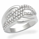 LO2054 - Rhodium Brass Ring with AAA Grade CZ in Clear - Alamode - Flyclothing LLC