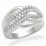 LO2054 - Rhodium Brass Ring with AAA Grade CZ  in Clear - Alamode