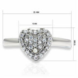 LO2056 - Rhodium Brass Ring with AAA Grade CZ  in Clear - Alamode