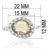 LO2060 - Rhodium Brass Ring with AAA Grade CZ  in Champagne - Alamode