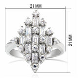 LO2061 - Rhodium Brass Ring with AAA Grade CZ  in Clear - Alamode