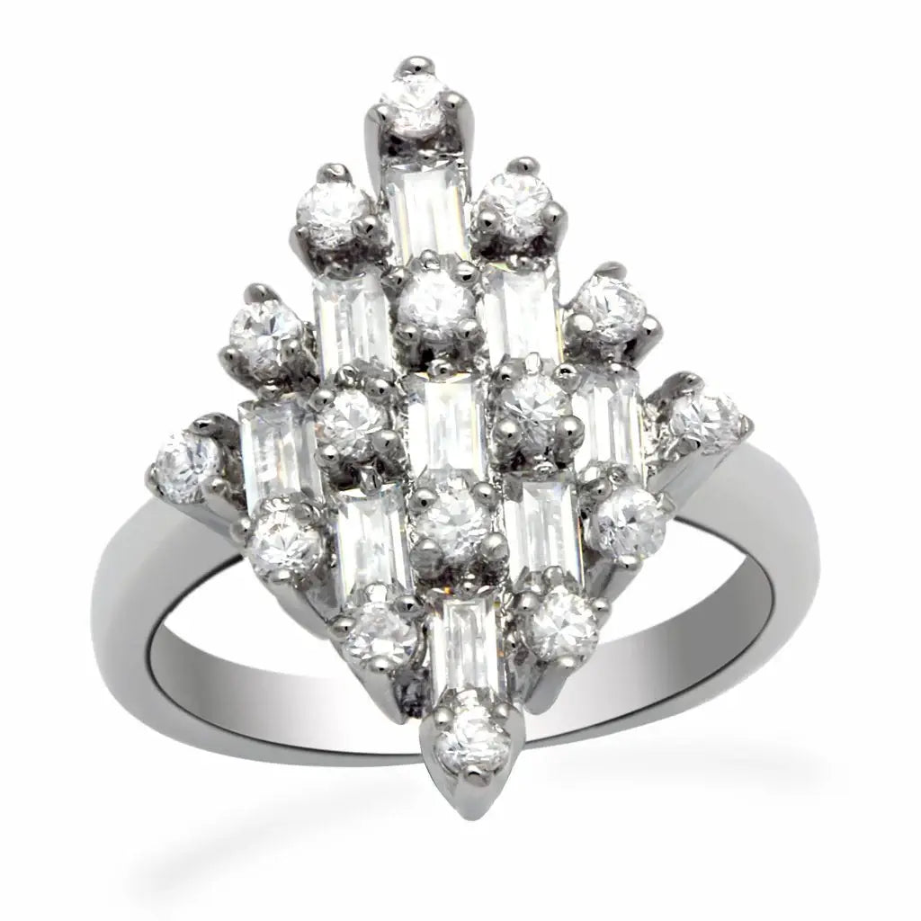 LO2061 - Rhodium Brass Ring with AAA Grade CZ in Clear - Alamode - Flyclothing LLC