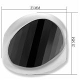 LO2063 - Rhodium Brass Ring with AAA Grade CZ  in Jet - Alamode